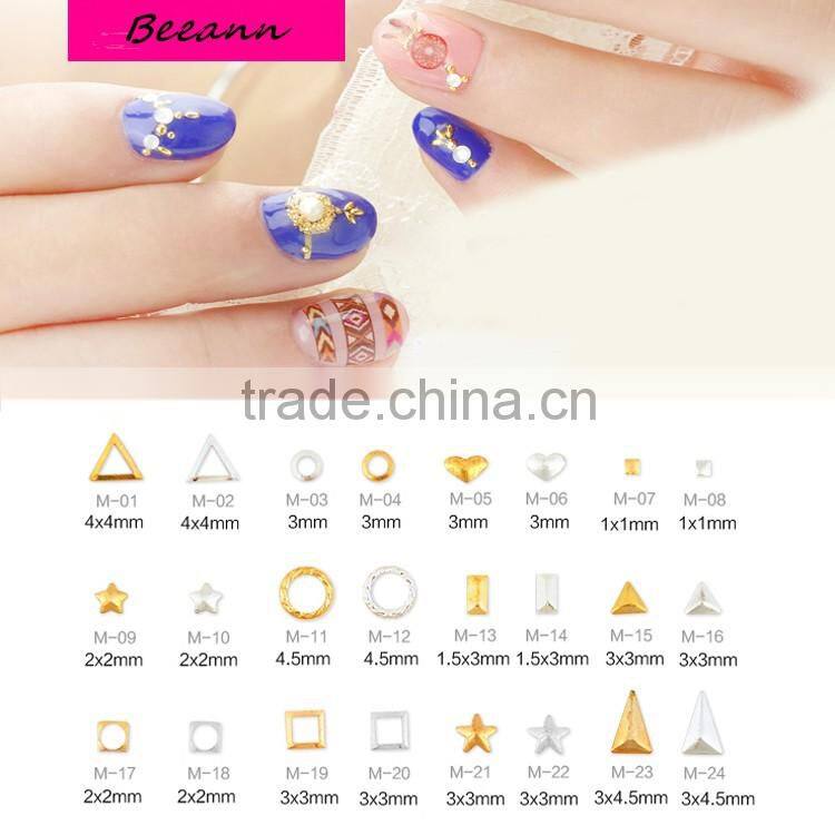 2016 new style gold and silver Hollow design 3D nail metal decoration Jewelry 3D Nail Design