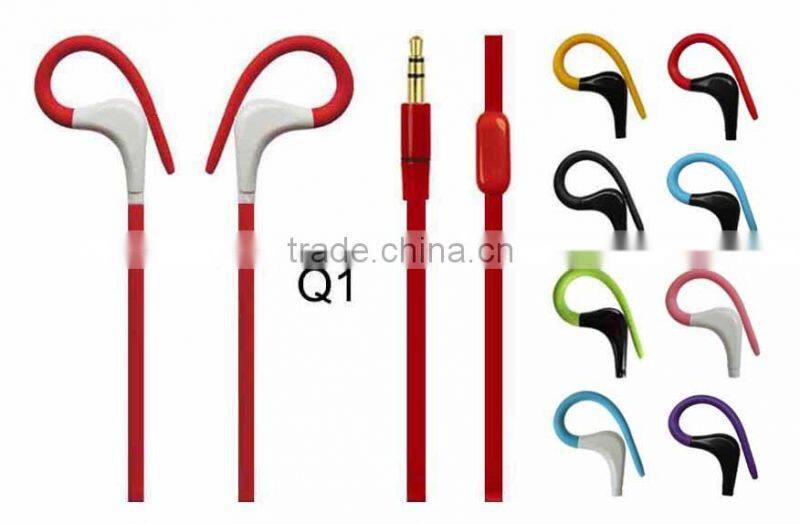 attractive design hot sell stereo sport earphone earhook with mic soft easy wearing