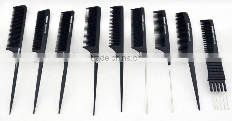 black carbon hair cutting comb metal tail comb