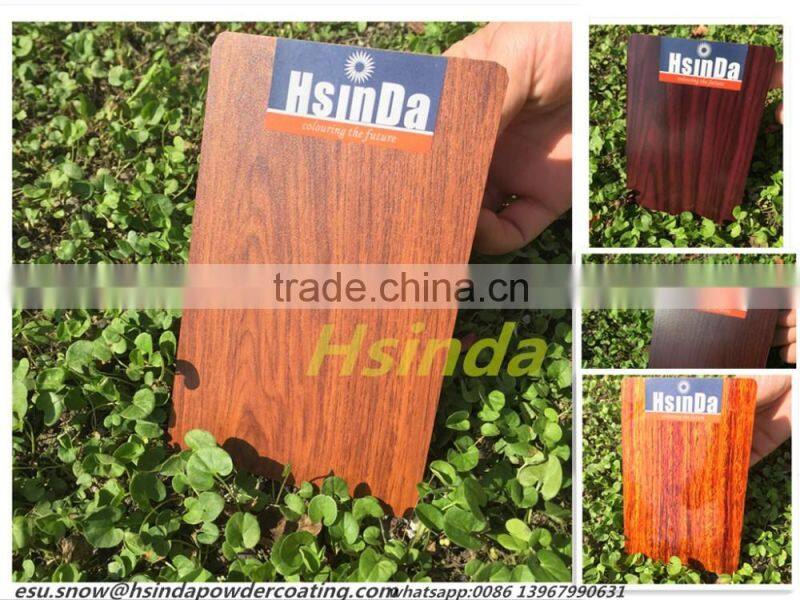 Heat transfer wood grain effect wood finish powder coating