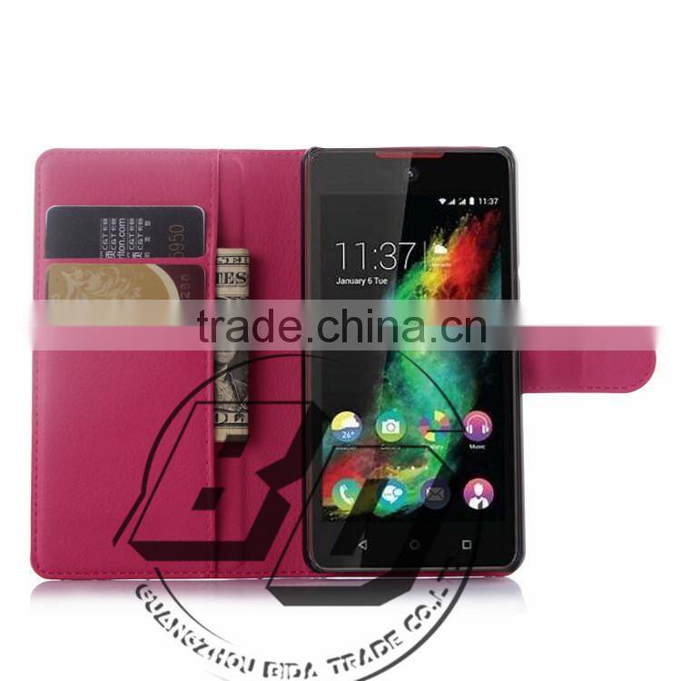 Top Selling Durable Flip Wallet Style Magnetic Flip Stand PU Leather Case For Wiko Rainbow lite luxury leather case