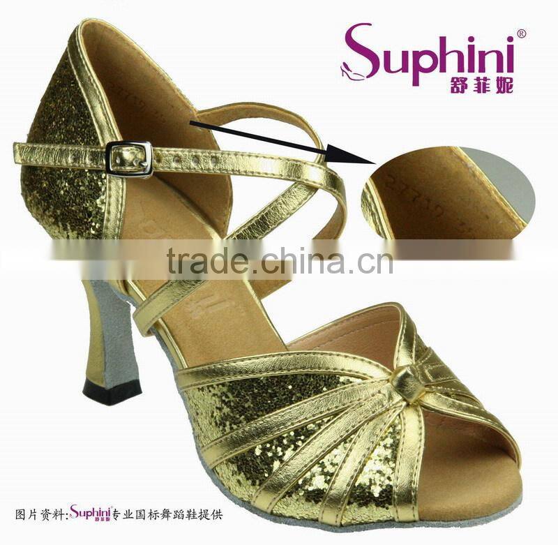 Sequin Ladies Shoes , Women Wide Ballroom Dance Shoes
