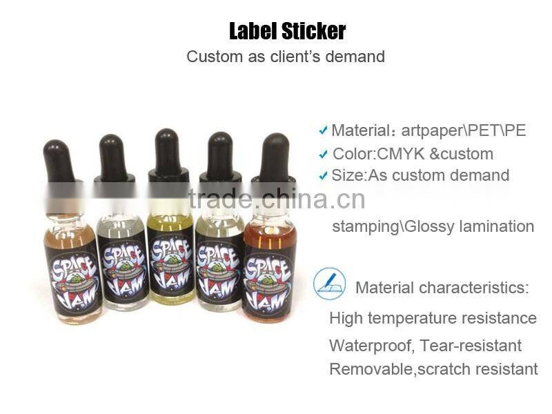 Cmyk Customized Printing Roll Adhesive Waterproof Vinyl Plastic E-liqiud Bottle Labels
