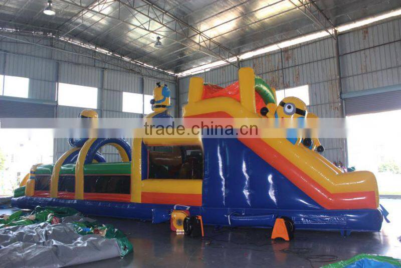 cheap Minion Inflatable Kids Obstacle Course for sale