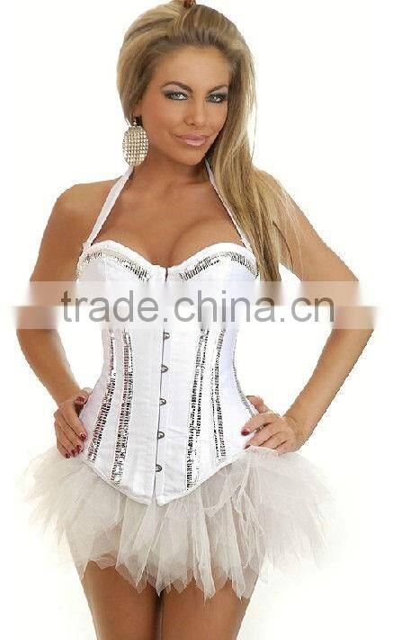 coffee zipper front sexy women leather corset m1985