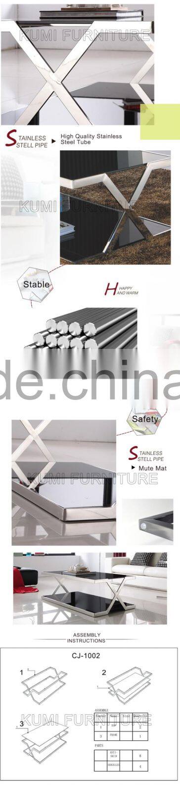 Stainless Steel glass no floading coffee table