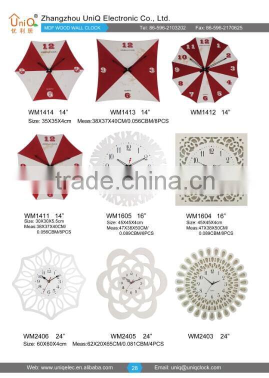 Round cheap MDF wood custom wall clock for decor