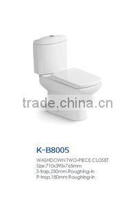COCO 8001 good quality ceramic washdown two piece wc toilet size