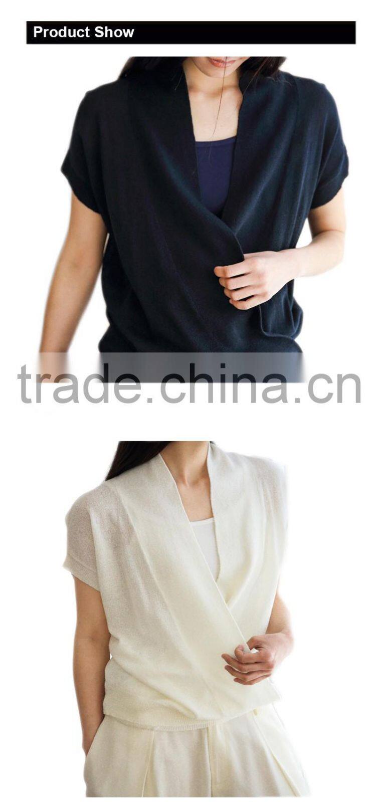 16FZSW03 knitted fashionable cotton cashmere woman sweater poncho