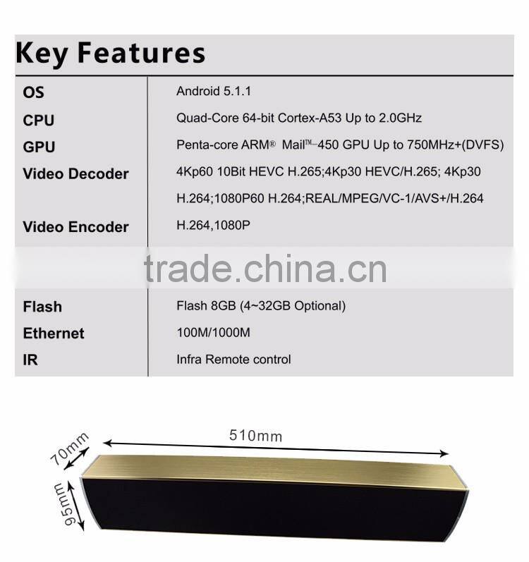 KS2 hybrid soundbar bluetooth 2.1 kodi 16.1 S905 4-core processor tvbox