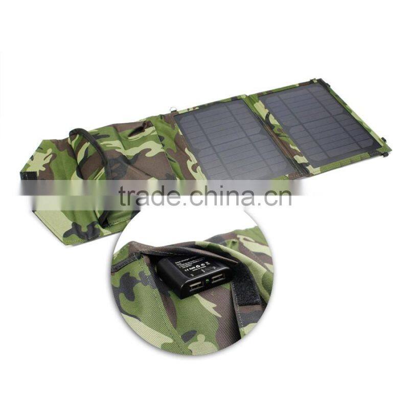 Factory hot selling 7W backpack solar panel battery charger, waterproof solar mobile charger