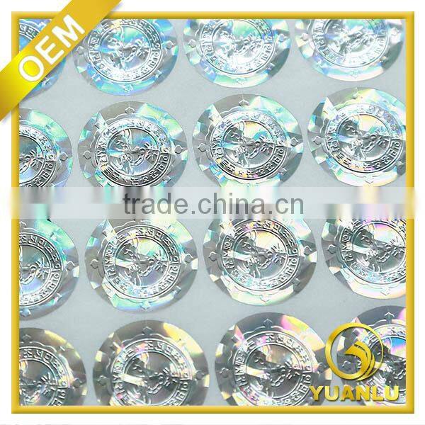 custom logo silver paper sticker round