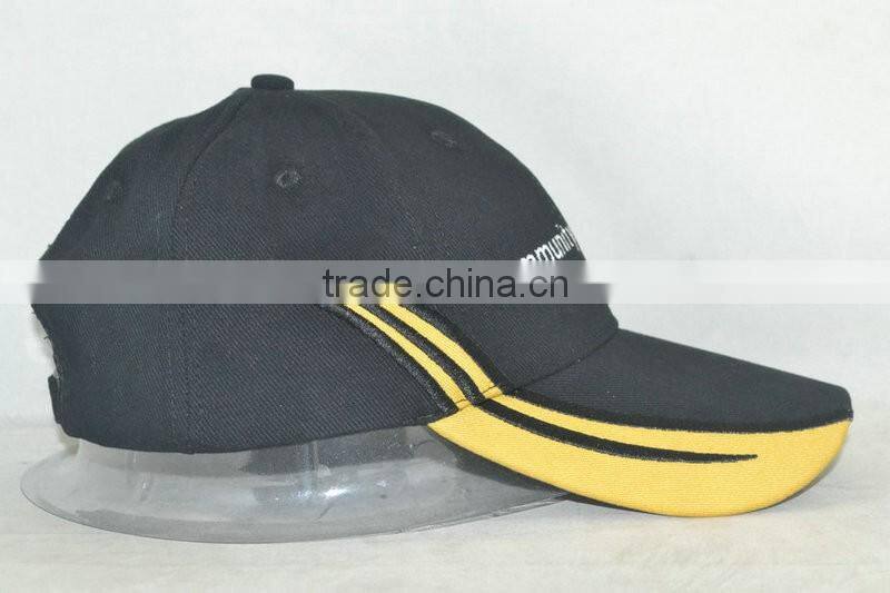 Professional custom black stitching material is 100% cotton,front logo embroidery, 58 cm size