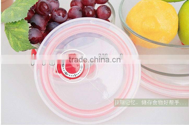 3pcs round vacuum food storage container set with pump