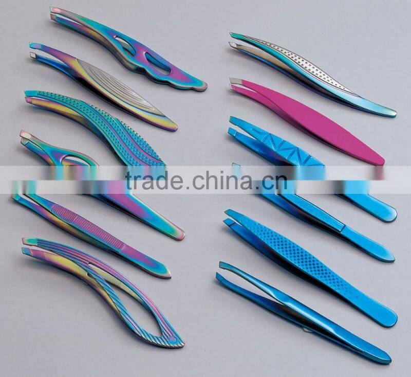 New Arrival Titanium Plating Eyebrow Tweezer/Stainless Steel Tweezers