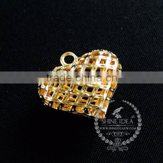17mm gold plated heart pendant charm DIY earrings chandelier jewelry supplies 1850249