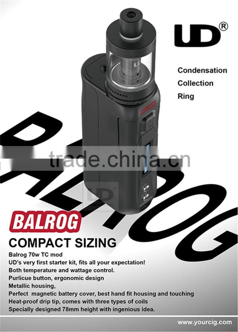 e cigarette uk New 2016 e cigarette uk Balrog 70w TC mod UD box mod very first starter kit, fits all your expectation