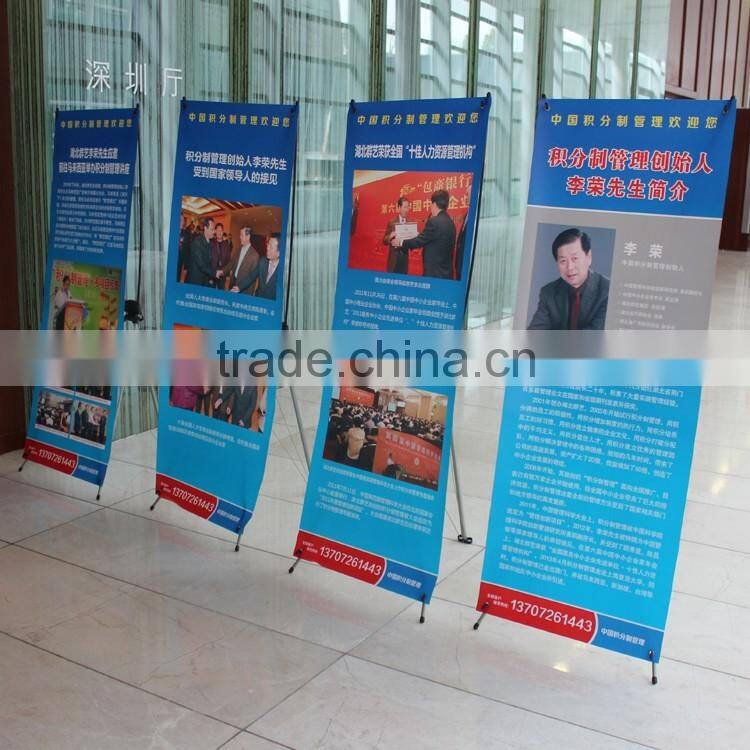 Cheap price economic X banner rack fiber glass Korea X banner stand for trade show adversiting display stand