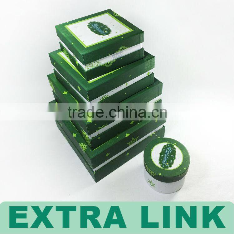 Custom Decorative Cheap Christmas Nesting Large&Small Printed Cardboard Round Hat Boxes Wholesale