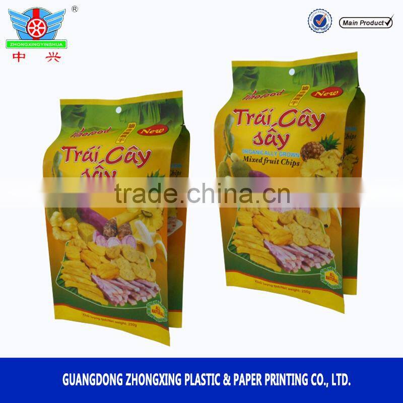 Custom Printed Fruit Chips Dried Food Snack Plastic Food Packaging Bag
