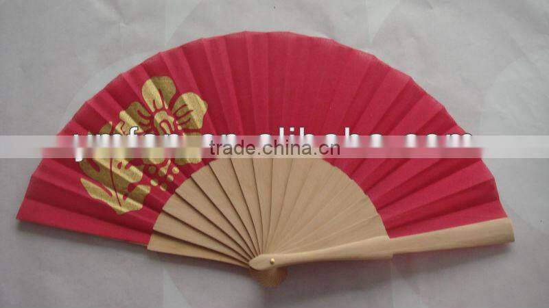 gold color printed advertising wooden spanish fan