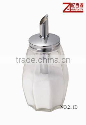 150ml clear glass powder sugar dispenser jar with metel lid
