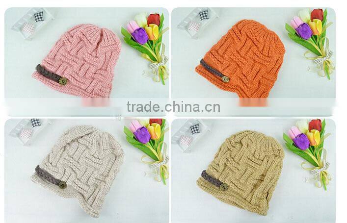 Korean Fashion Womens Warm Winter Crocheted Knit Braided Beanie Ski Hat Skull Cap