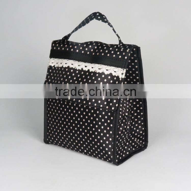 Black Polka Dot Thermal Cooler Bags for Food Liquid (BCP048)