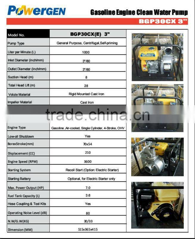 Best Seller !!!3" gasoline engine clean water pump