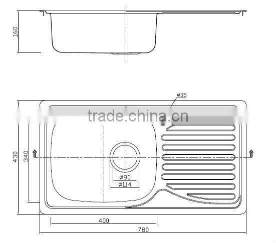 single bowl stainless steel kitchen sink with drain board