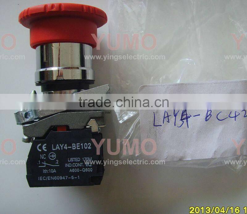 LAY4-BC42 RED NC mushroom head push button switch