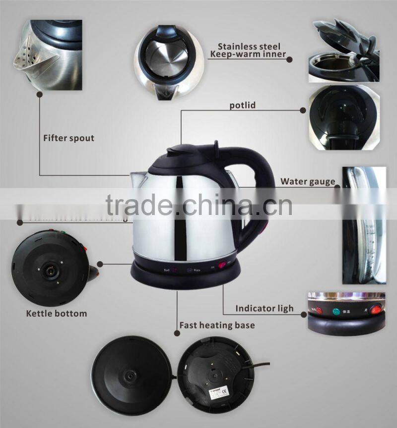 Stainless steel electric kettle with keeping warm function