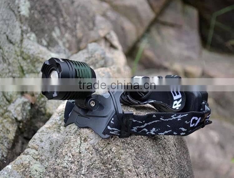 China factory selling led headlamp 2x18650 rechargeable li-ion batteries ultrabright XML-T6 LED headlamp