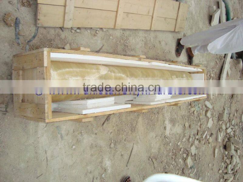 UNIQUE HONEY ONYX PILLARS COLUMNS CARVED