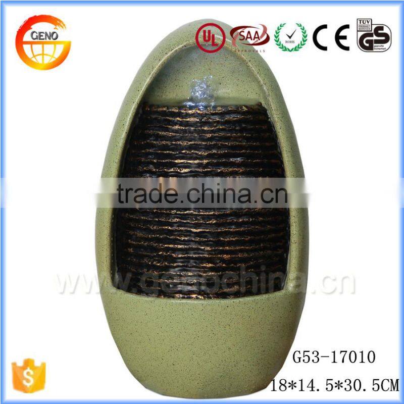 Trade assurance egg shape resin crafts water fountain with LED light