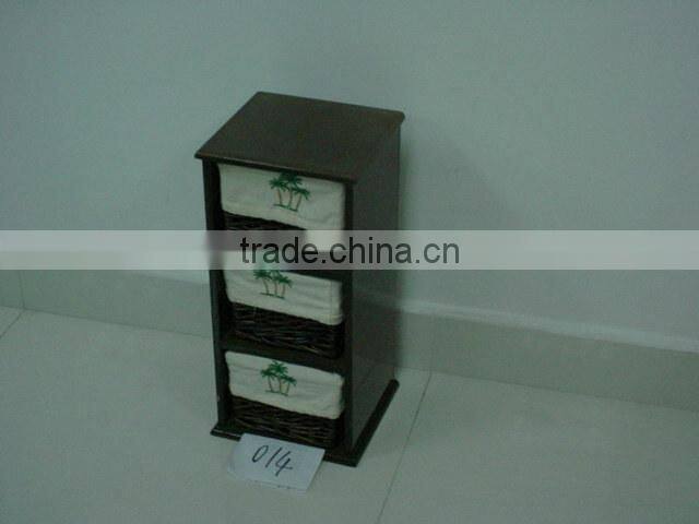 Large natural wooden cabinet wicker furniture with handle