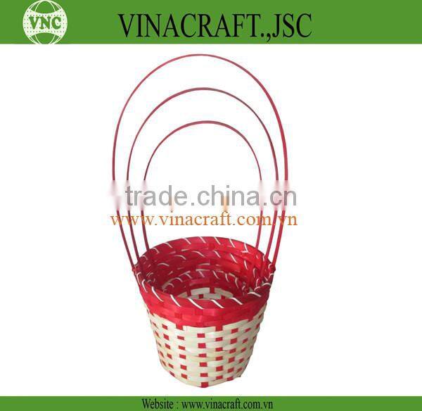 Black bamboo flower basket with handle