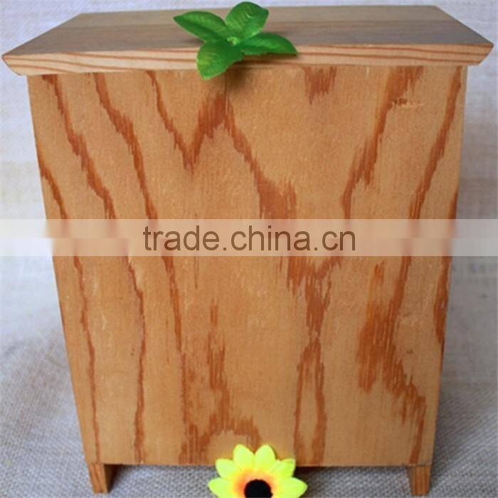 Unfinished pine decorative pattern wood wood cabinet small drawer cabinet small drawer for three hole