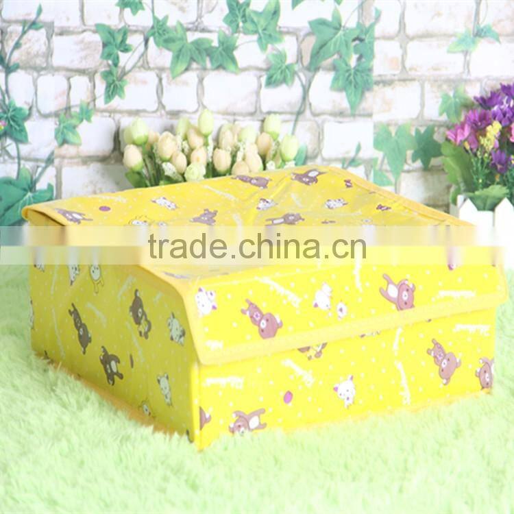 N488 Good Quality Rectangle Non Woven Coated Water Proof Foldable Storage Box Polka Dot Bin