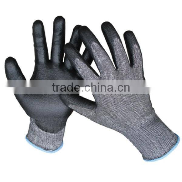 Kingphone soft liner coated pu cut working gloves,cut resistant gloves