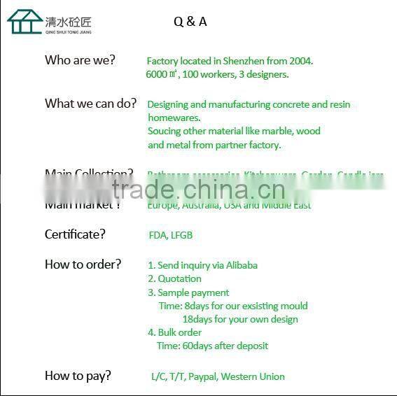 Sqaure Blue High Polished Terrazzo Bathroom accessory sets With Concrete Material