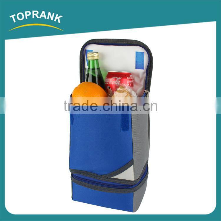 Custom color small two layer thermal lunch box bag, tote kids insulated lunch bag