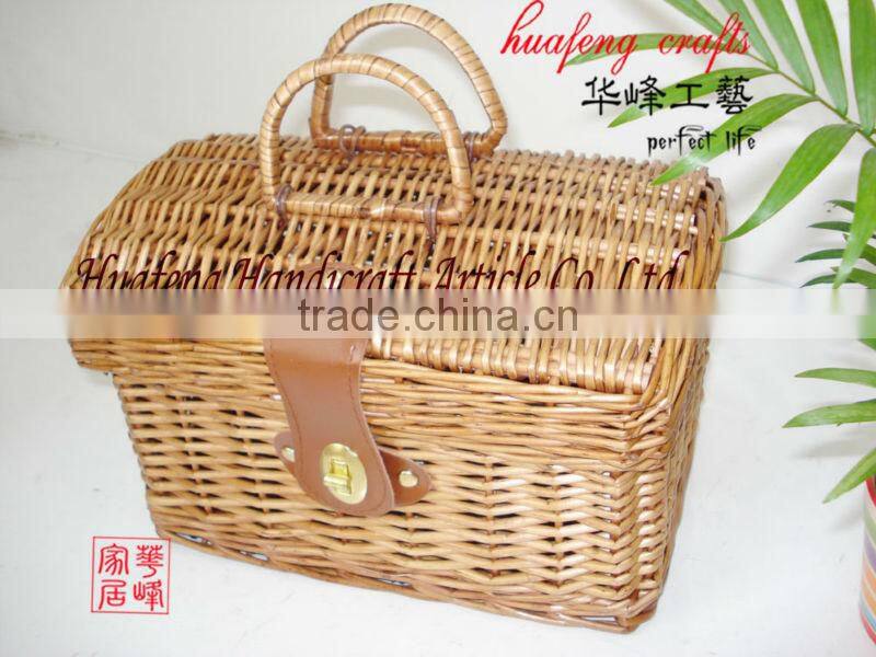 storage wicker basket with hamper and handle