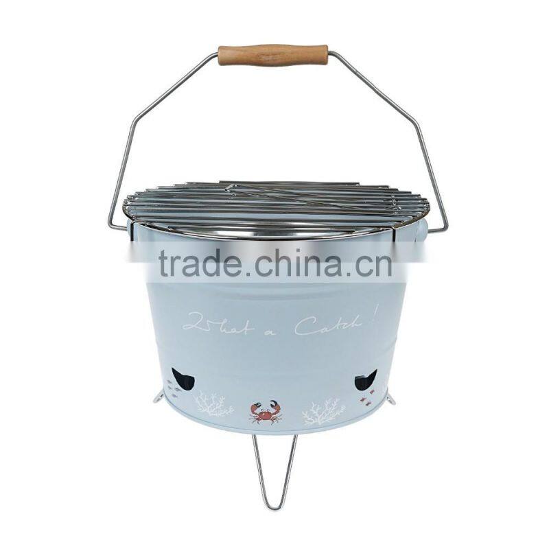 Bucket BBQ charcoal rack 26cm grill light portable inc ash pan