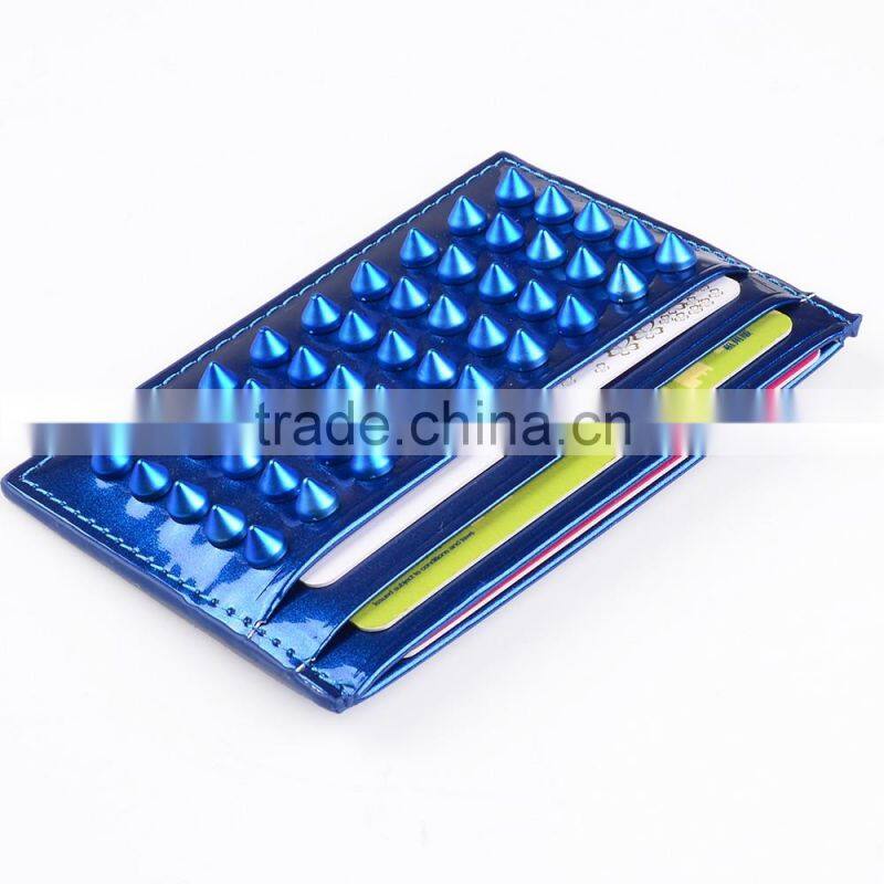 Gift rivet pu leather/genuine leather credit / name card holder for business