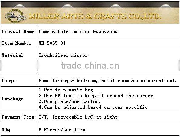 Modern design iron decorative wall mirror