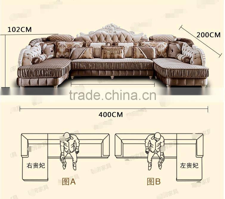 M512 High quality noble antique design European Style Italy living room corner sofa