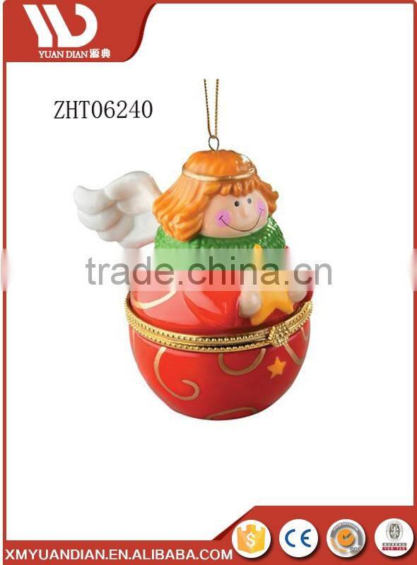 Hand painted Ceramic angel design jewelry box Chrismas Decoration