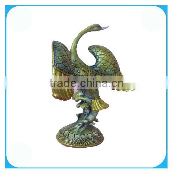 Decorative swan clock resin sculpture