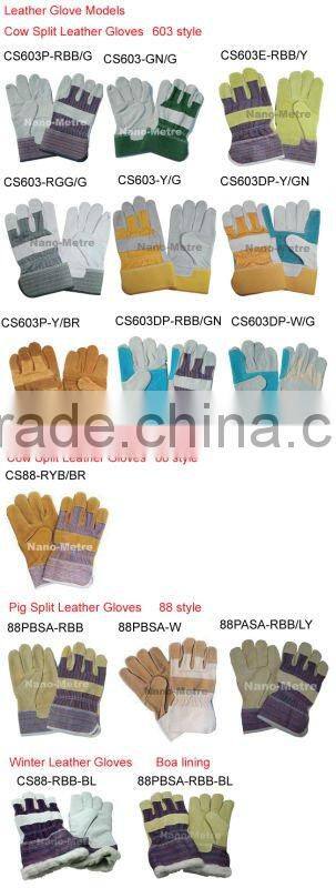 NMSAFETY 16 inch brown split leather welding gloves/working glove